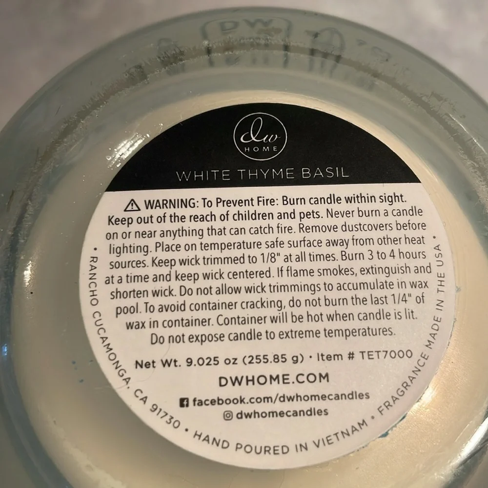 DW Home White Thyme Basil Candle - Picture 5 of 5